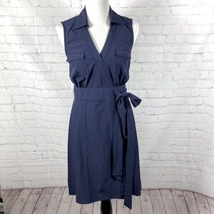 41 Hawthorn Stitch‎ Fix Faux Wrap Dress Navy Blue Sleeveless Women’s Size Small